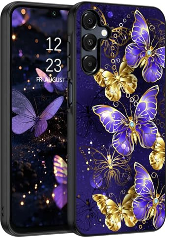 YINLAI Coque pour Samsung Galaxy A16 5G Modèle Lumineux Coque Samsung Galaxy A16 TPU Bumper PC Shell Résistant aux Rayures Antichoc Housse pour Samsung Galaxy A16 5G, Papillon Violet