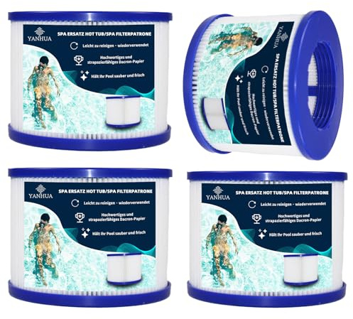 YANHUA Cartuchos de Filtro para inflables SPA, Filtro de SPA Inteligente 76 X 100 mm, Accesorios de SPA, Filtro de SPA para Aquaparx, Filtro de láminas de Filtro de Piscina, Duradero (4pcs)