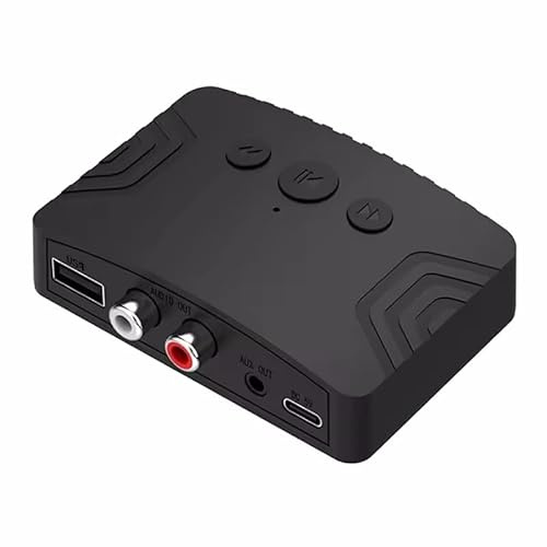 DUOBAGMA Adaptador Bluetooth 5.3, receptor de audio inalámbrico, disco U RCA de 3,5 mm, AUX Jack estéreo, receptor de música para amplificador, altavoz, auriculares