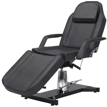 HaiYiZuhause Tattoo-Stuhl, 360° schwenkbare verstellbare Tattoo-Liege, Mehrzweck-Gesichtsstuhl mit Hydraulikpumpe, Gesichtsliege für Kosmetikerin, schwarz