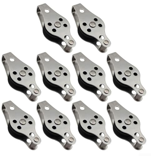 Sumsoctober 10 Stück Riemenscheibenblock Edelstahl Einzelrad 316 Edelstahl Einzelrolle Heavy Duty für Marine Heben Baumhaus Linie Klettern Seilsystem