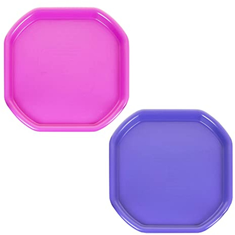 JMS we create smile (Set of 2) Small Colour Plastic Mixing Tray Sand Water Play Builder Equipment Sand Pool Pit Beach Tuff Tray for Toddlers Messy Play Tray - Made in UK 70x70 CM (PINK + PURPLE)