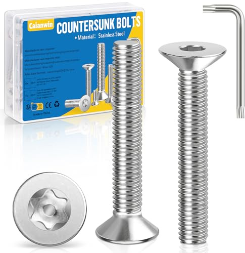 Caianwin 20 Stück M5 Senkkopfschrauben, M5 x 30mm Senkkopfschrauben Torx Edelstahl mit Torx Schlüssel 304 senkkopf schrauben Norm ISO 14581 / DIN 965 für Maschinen, Geräte und Möbel