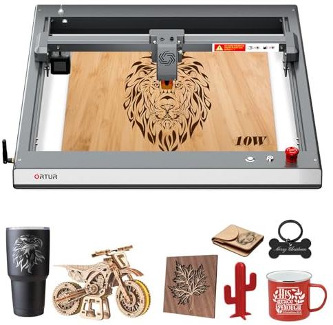 Ortur 10000mW Laser Engraving Machine, Ortur Laser Master 3 High Precision Laser Cutter, Leather Acrylic Glass Metal & Wood Laser Engraver for DIY Making, Class 4, 15.7'' x 15.7''