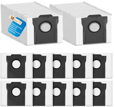 12 stycken dammpåsar för Dreame L10s Ultra Gen 2/Gen 3/X30/X40/X50 Ultra/L10s Pro/L40/L50/Aqua10/Matrix 10 Ultra/Mova E30 Ultra/P50/P10/E40 dammsugare, 3,2 stor kapacitet dammsugarpåsar tillbehör