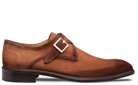 Mezlan Albini Suede Monk Strap – Handmade Men’s Dress Shoes in Hand-Burnished Suede with Leather Sole and Memory Foam Insole – Made in Spain