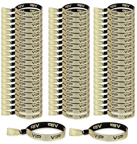 60 Stück VIP Bändchen, Stoff Einlassbänder, VIP Einlassbänder Schwarze Goldene, Party Armbänder, VIP Armbänder für Festival Party Bänder Konzert Wettbewerb Hochzeit Vergnügungsparks Identifikation