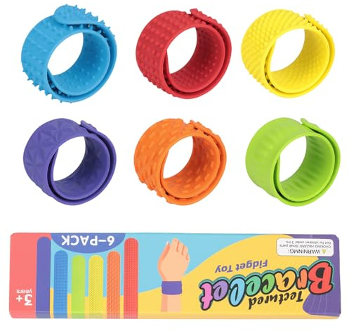 6 Stück Schnapparmband Set - Antistress Armband Kinder, Schnapparmband, Anti-Stress Sensorik für Kindergeburtstag Mitgebsel Autismus Mitbringsel, Fidget Toys, ADHS Sensorisches Spielzeug (Farbe C)