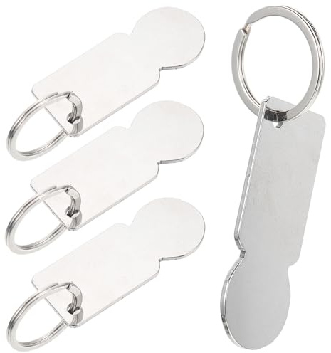 TOGEVAL 4piezas Llavero de Fichas Metálico para Carrito de Compra Portátil Llavero Aro para Uso Diario y Colgante para Llaves