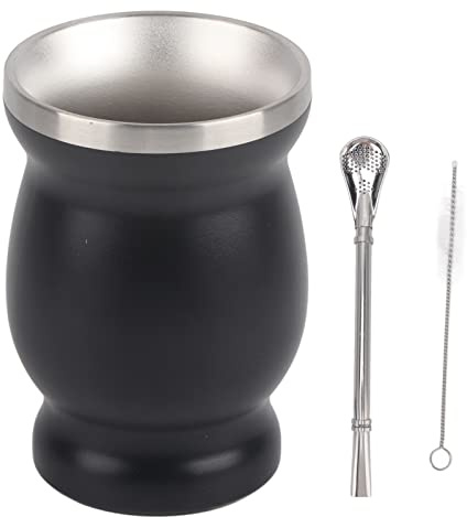 Nikou Ensemble de tasses à thé en gourde naturelle, tasse à eau traditionnelle noire, tasse à thé à Double paroi, pour boire du café