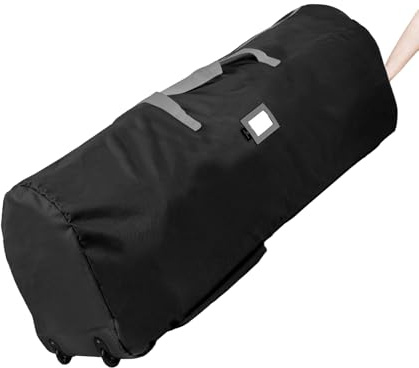 Odot Christmas Tree Storage Bag - Waterproof Oxford Cloth, Xmas Tree Storage Bag with Handles & 2 Wheel Suitable for up to 7.5ft Trees and Other Decorations (Black,140x46x56cm)