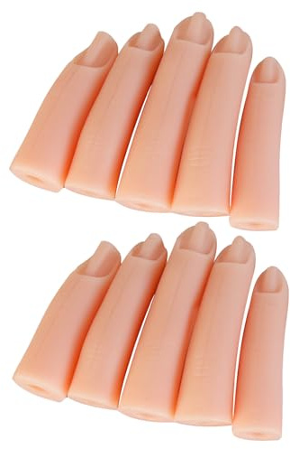 DECOMELODY 10 Pièces Doigts Silicone Entraînement Manucure Flexibles pour Pratique Ongles Fausse Main Modèle Formation Ongles Artificiels