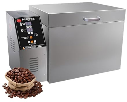 Tostadora Eléctrica De Frutos Secos, Tostadora Profesional De Café, Tostadora De Café En Acero Inoxidable Y Máquina Tostadora Para Nueces Y Cereales(1.5KW)