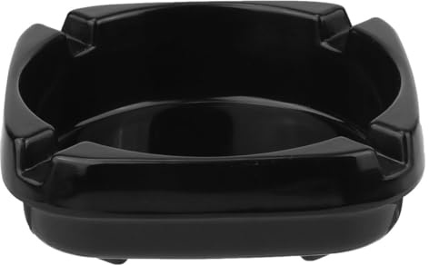 Luxshiny Square Household Smoking Ashtray, Black Imitation Porcelain Material, Outdoor and Indoor Use, Cigarette Ashtray for Home and Patio