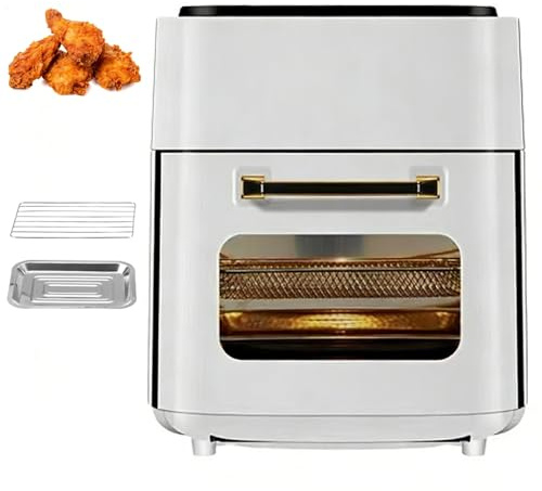 1400w Halogenugn, 15l Elektrisk Fritös Med 80-210°c Temperaturjustering & Visuellt Fönster & Digital Pekskärm, Multifunktionell Elektrisk Fritös För Kommersiella Hem White