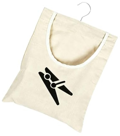 LYhsmg Canvas Peg Bag with Hook, Clothes Peg Holder for Washing Line | 12.6x11in hanging storage pouch for laundry pegs, canvas clothespin organiser, indoor outdoor drying racks