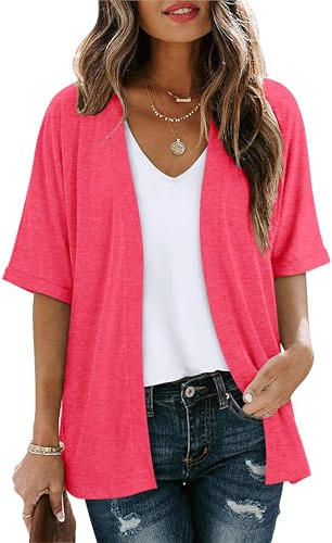 Magritta Lightweight Cardigans for Womens Kimono Casual Loose Short Sleeves Open Front Long Cardigan Sweaters Summer Jacket Boho Beach Cover Ups