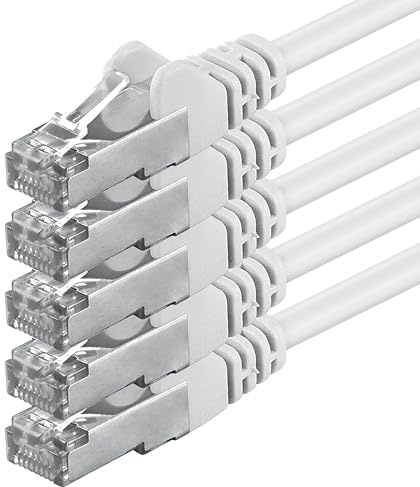Câble réseau 1aTTack CAT5 FTP blindé avec 2x jeu de connecteurs RJ45 (5 pièces) 3,0 m blanc
