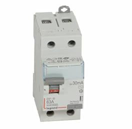 411506 Legrand Interrupteur différentiel 63A type AC 30mA bipolaire - 2 modules - Bornes alignées