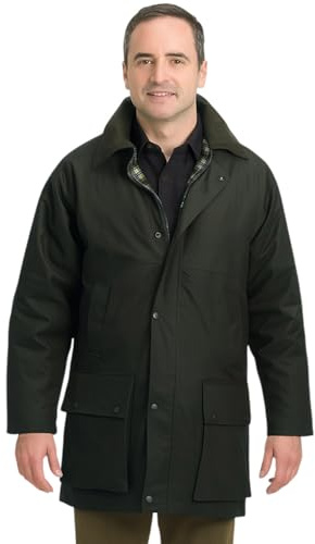 Giacca antipioggia in cotone trapuntato imbottito e cotone cerato Olive Small
