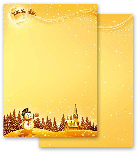 50 Blatt Briefpapier Weihnachtspapier FESTLICHE WÜNSCHE Weihnachten - DIN A4 Format - Paper-Media