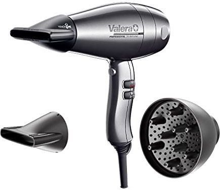 Valera, Swiss Silent Jet 8600, Secador de Pelo Profesional y Silencioso, con Potente Motor AC-Performance, 3 Niveles de Temperatura, Ionizador, Cable Flexible Antienredos, Difusor, 2400 W, Swiss Made