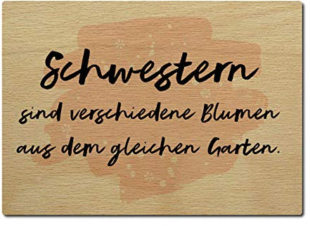 LUXECARDS POSTKARTE aus Holz SCHWESTERN SIND VERSCHIEDENE BLUMEN Geschenk