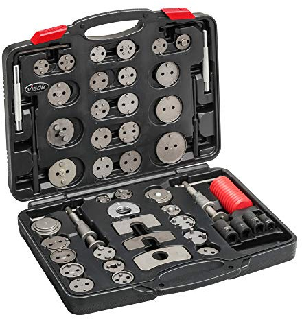 VIGOR Bremskolben-Rückstellwerkzeug-Satz, V3760N, 50-teilig, 9, 22, 20 | 6100 g, 50-teilig , 9 , 22 , 20 , 11,5 mm, Bremsadapter, kompatibel mit V1711N , V3760N, Links- und rechtsdrehende Kolben
