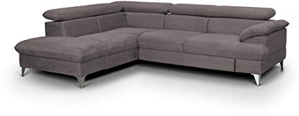 Mivano Ecksofa David / Moderne Couch in L-Form mit verstellbaren Kopfstützen und Ottomane / 256 x 71 x 208 / Mikrofaser-Bezug, Hellbraun