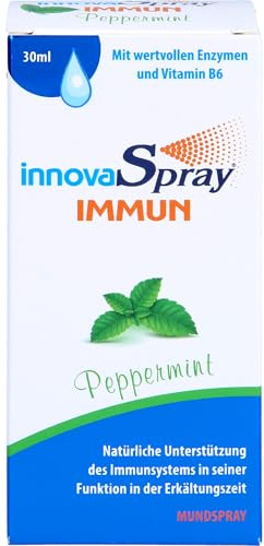 InnovaSpray Immun Pefferminz | MUNDSPRAY ERKÄLTUNG| Immunspray - Natürliche Unterstützung des Immunsystems in der Erkältungszeit | Enzymspray mit B6 und Lysozymspray