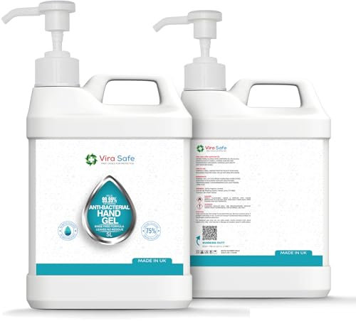 5 Litre Hand Sanitiser Gel 70% Alcohol UK Brand 5000ml Vira Safe Sanitizer 5L HandGel