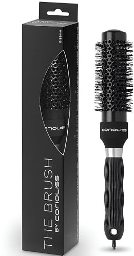 Corioliss Brush Black | Hårborste för kvinnor | Termokromisk keramisk borste | Perfekt för medellångt hår | 33 mm