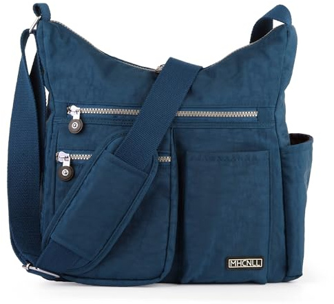 Crossbody väska med stöldskydd RFID-ficka – lätt vattentålig handväska för kvinnor, marinblå, 11.5 x 4.8 x 12