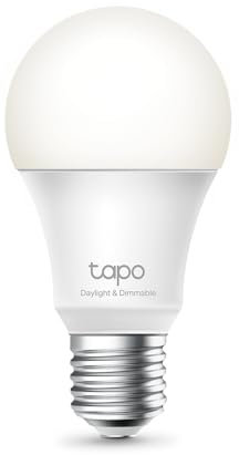 Tapo L520E Lampadina Wi-Fi E27, Monitoraggio Energia, Funziona con Amazon Alexa e Google Home, Luce Diurna e Dimmerabile Dall'1% al 100%, 4000 K, 806 Lumen, 8W, Telecomando con APP, Bianco