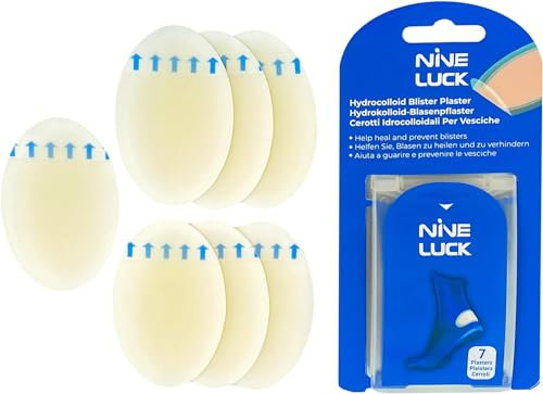 7pcs Medium Size Oval Shape NINE LUCK Hydrocolloid Patches - Premium Blister Pflaster für Füße - Unsichtbare Pflaster mit Hydrokolloid Island Pads - Instant Relief Large Waterproof Pflaster
