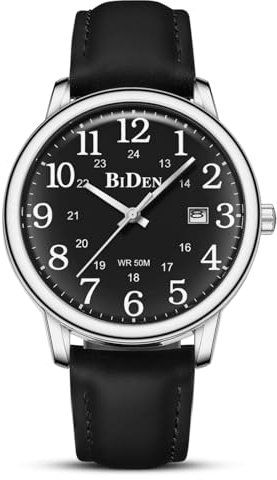 HANPOSH Montre Homme Bracelets en Cuir avec Grand Cadran numérique, faciles à Lire, Montres à Quartz étanches Montres pour Hommes ou Femmes