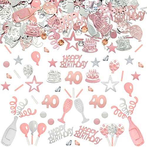 Konfetti 40 Geburtstag Deko, 40 Tischdeko Geburtstagdeko Confetti,Streudeko 40. Deko, Tischdeko 40 Geburtstags, Konfettiis Streudeko Geburtstages RoseGold,Glitzer Konfetties 40 Frauen Männer