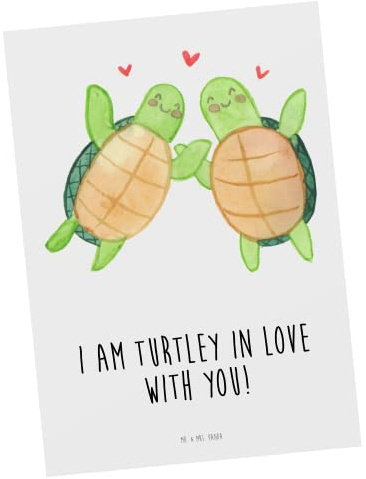 Mr. & Mrs. Panda Postkarte Schildkröten Paar - Geschenk, Postkarten, Freund, für Frauen, Freundin, Hochzeitstag, Jahrestag, Ansichtskarte, Grußkarte, Ansichtskarten, Fotokarte, Valentinstag
