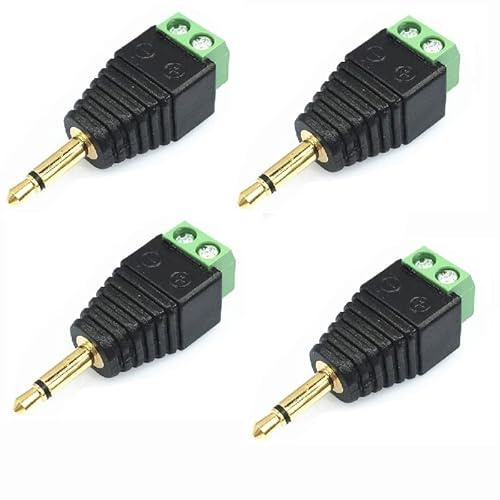 Switian 4 st jack kontakt 3,5 mm adapter terminalblock 2-stifts skruvklämmor förgyllda