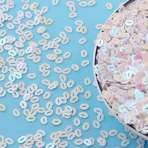 20g Cute Lips Shape Paillettes Loose Sequins for Crafts Making DIY Nail Art Wedding Decoration Accessories Glitter Confetti 5mm-White