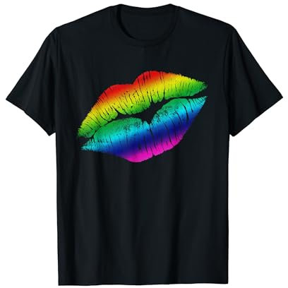 Rainbow Kissing Lippenstift | Perfektes 80er Jahre Party Design T-Shirt