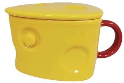 ZLXHDL Keramiktasse, Niedliche Käseform, Modische Multifunktionale Teetasse Mit Deckel, Keramik-Kaffeetasse Für Zuhause, Büro, Schule Und Reisen Usw.