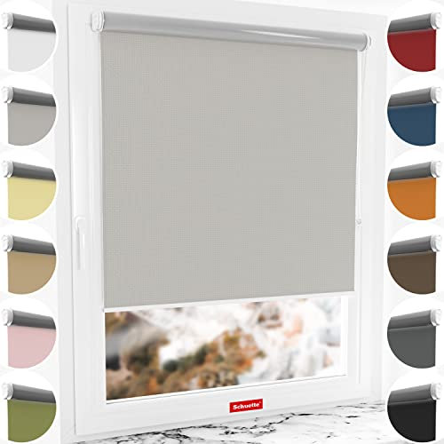 Schuette® Verdunkelungsrollo ohne Bohren/mit Bohren 2in1 ● Thermo Rollo Kollektion: Foggy Morning (Grau) ● 45 x 130 cm (Breite x Höhe) ● Suprafix Klemmrollo = Klemmfix 2.0 ● 60s Montage mit Video