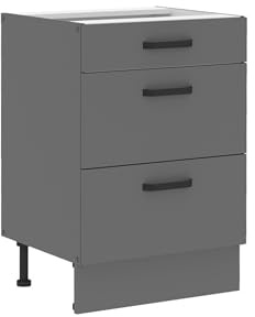 Kuechen-preisbombe Küche Nessa Unterschrank 60 cm Anthrazit Küchenzeile Küchenblock Einbauküche
