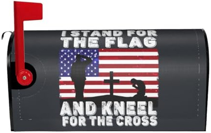 generic I Stand for The Flag I Kneel for The Cross Mailbox Cover,Magnetic Post Letter Box Decoration,Mail-Box-Cover for Garden Yard Home Decor Outside 21x18 in