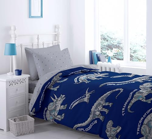 Catherine Lansfield Dinobot påslakan + örngott säng 105 cm (180 x 220 + 50 x 125)