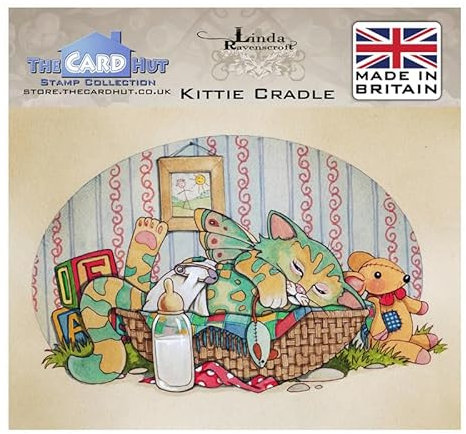 The Card Hut - Linda Ravenscroft Crazy Cats 033 Kitty Cradle Stamp Set, LRCC033