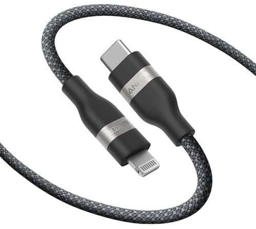 Anker USB-C till Lightning Kabel, 60W, Upcycled Flätad, 1.8m | MFi-certifierad, ultrasnabb laddning för iPhone 11/12/13/14-serien och mer, återvunnet material