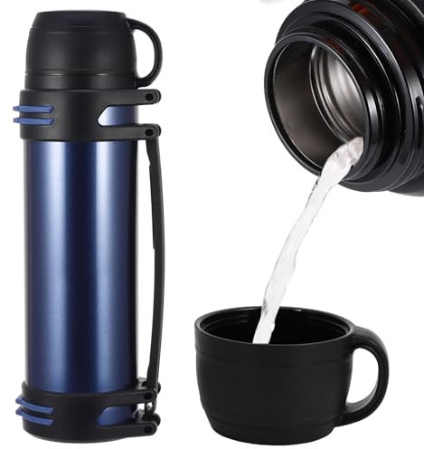 Hangrow Vacuum Insulated Bottle, Large Capacity Stainless Steel Vacuum Insulated Flask for Hot and Cold Drinks, Travel Flask Drink Flasks Food Soup Flask (Blue, 2000ml)