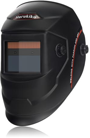 Harukiku Maschera Saldatura Autoscurante Casco Saldatura Autoscurante con Imbottitura 3 Punti Leggero True Color DIN4-9/13 Classe 1/1/1/1 Sistema Duale Solare+Batteria